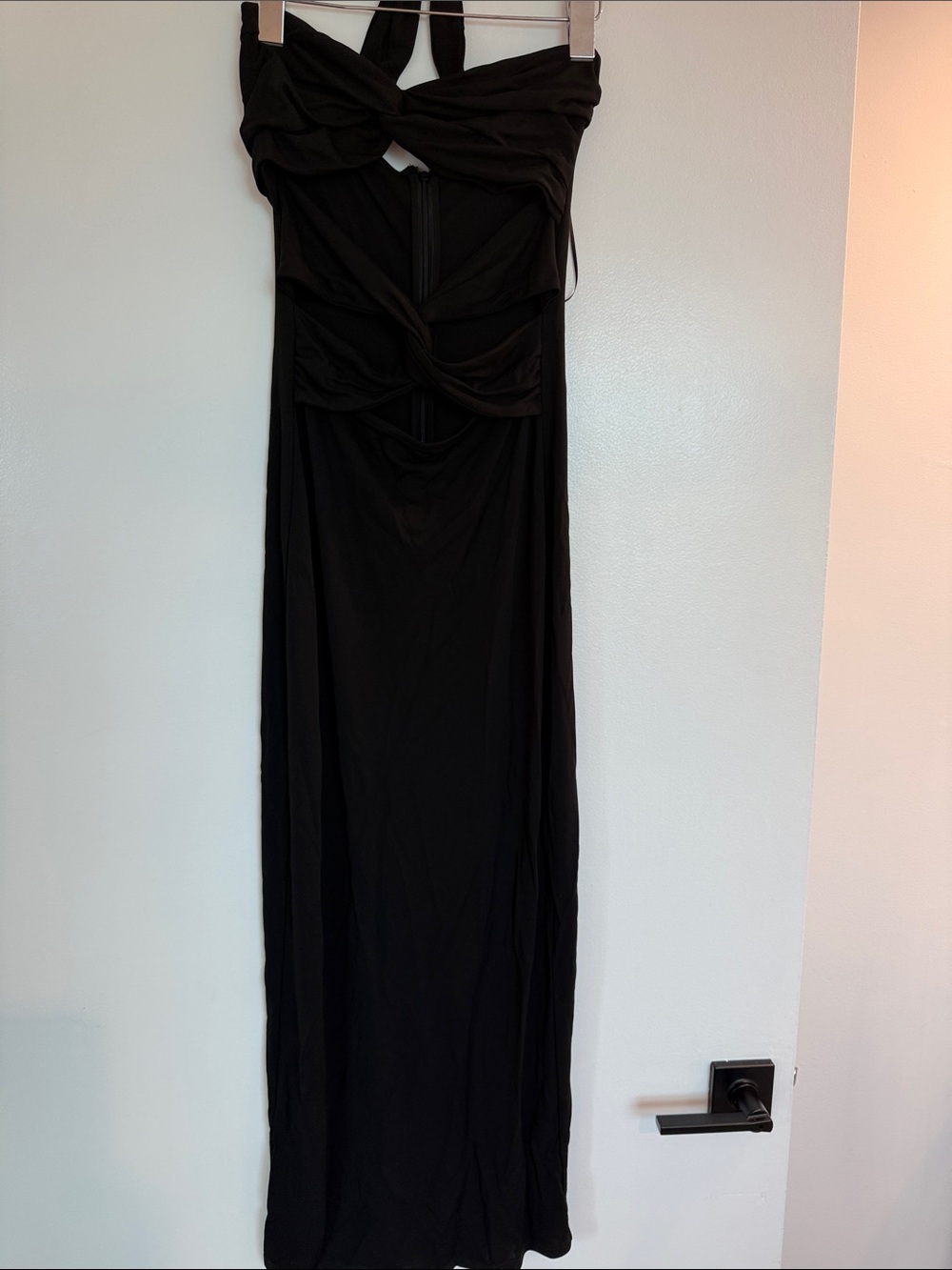 Ronny Kobo Collection Black Strapless Cutout Maxi Dress